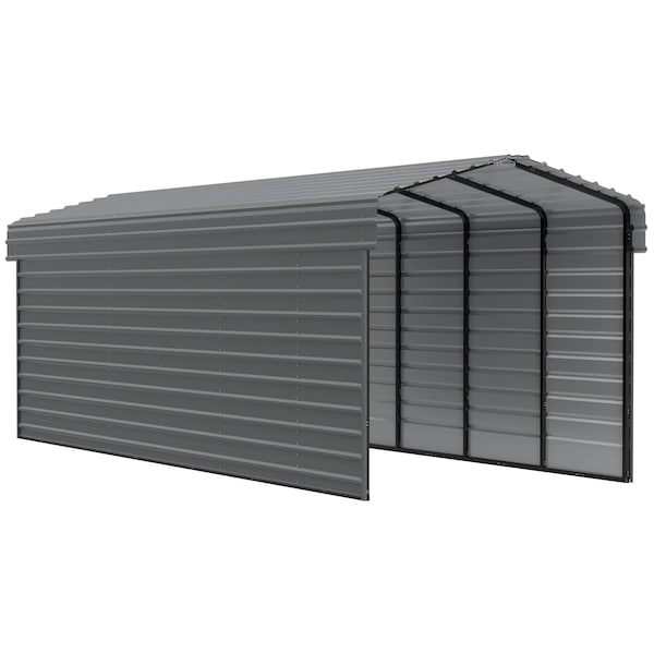 Arrow Storage Products Galvanized Steel Carport, W/ 2-Sided Enclosure, Compact Car Metal Carport Kit, 10'x29'x9', Charcoal CPHC102909ECL2 - main